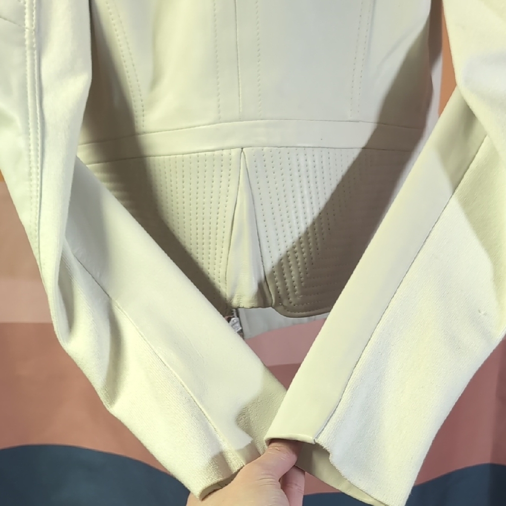 BCBGMAXAZRIA White Biker-Style Leather Jacket - Picture 13 of 16